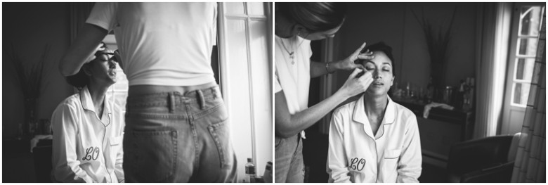 bride and bridesmaids getting ready for the wedding