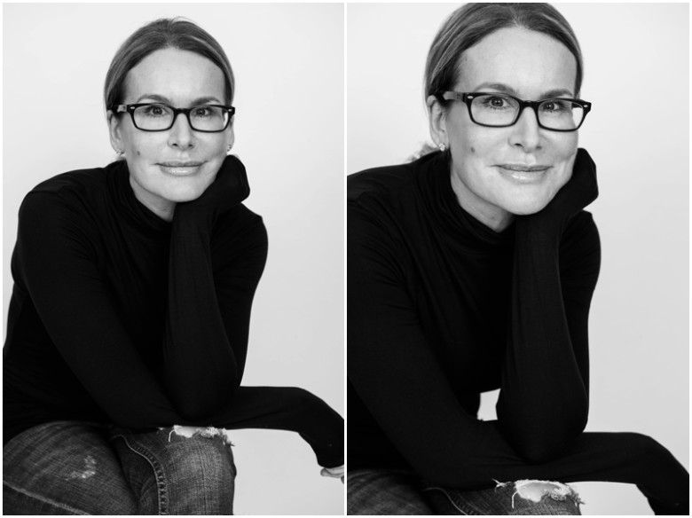 female model with glasses studio portrait