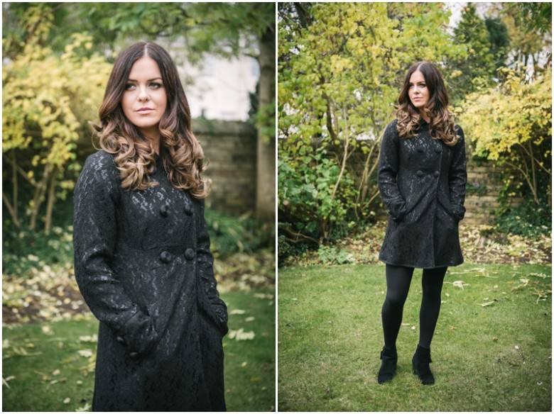 girl photographed in a garden