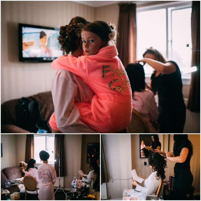 bride and her bridal party getting ready