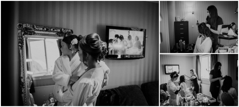 bride and her bridal party getting ready