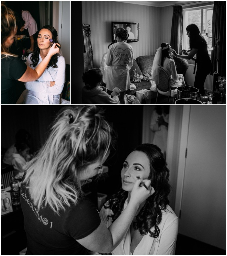 bride and her bridal party getting ready