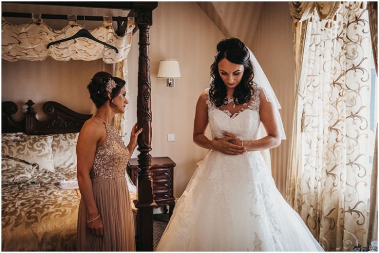 bride and her bridal party getting ready