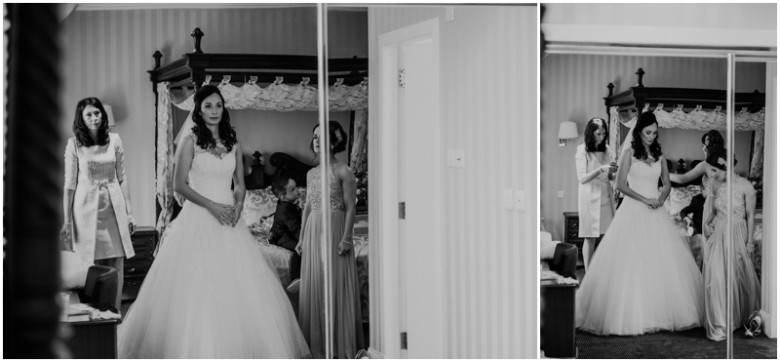 bride and her bridal party getting ready