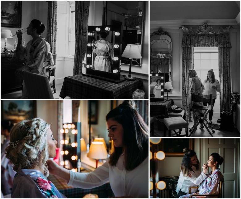 bride and her bridal party getting ready