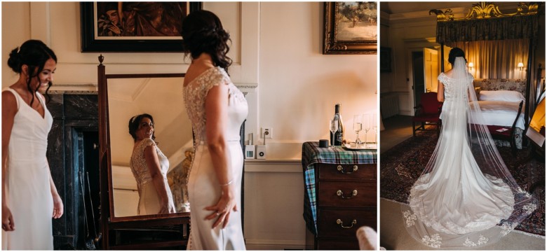 bride and her bridal party getting ready