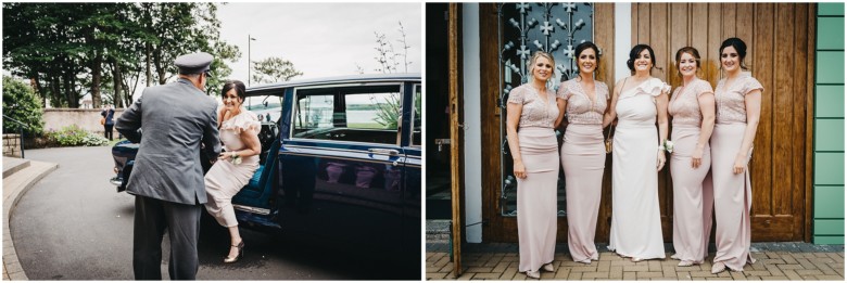 bridesmaids arriving at the chapel