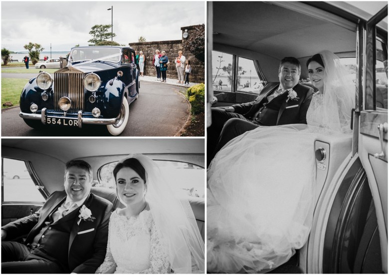 bride arriving in her wedding car