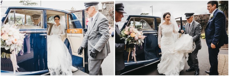 bride arriving in her wedding car