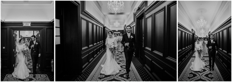 bride and groom arriving for their wedding reception