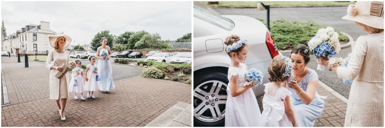 bridal party arriving for the wedding