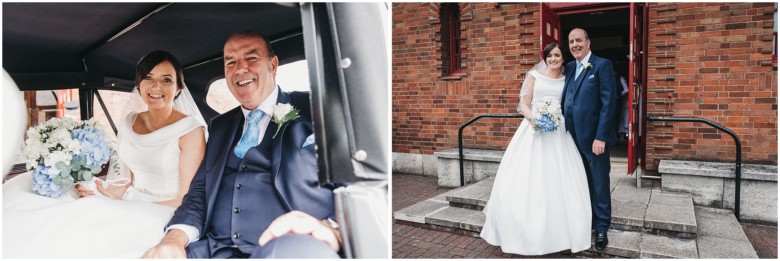 Bride and her Dad arriving for the wedding