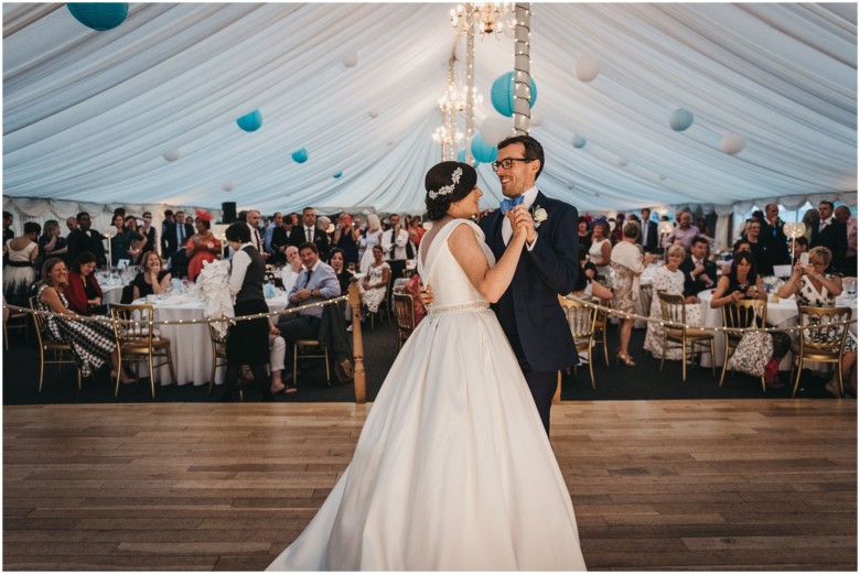 bride and groom on their first dance