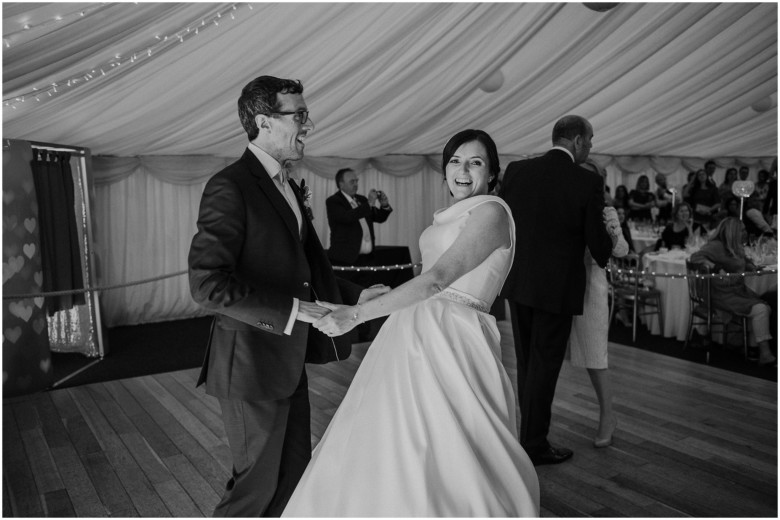 bride and groom on their first dance