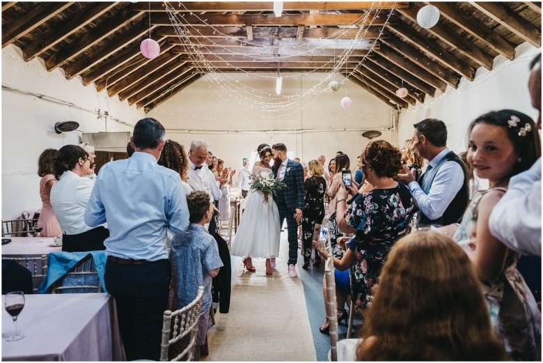 wedding celebrations with friends and family in a barn