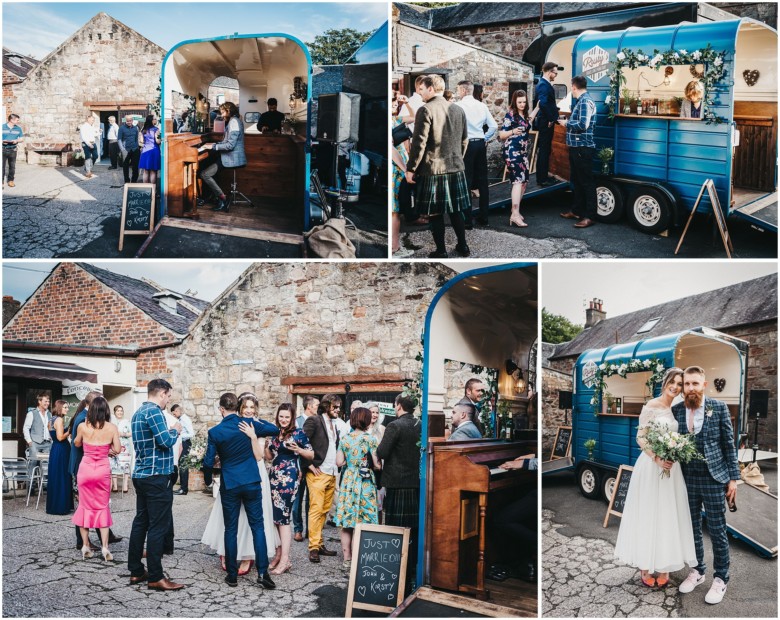 wedding celebrations with friends and family in a barn