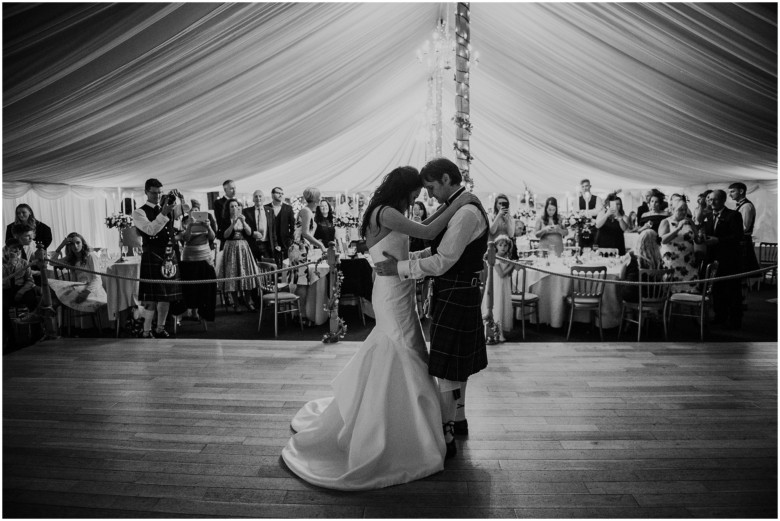 bride and grooms first dance