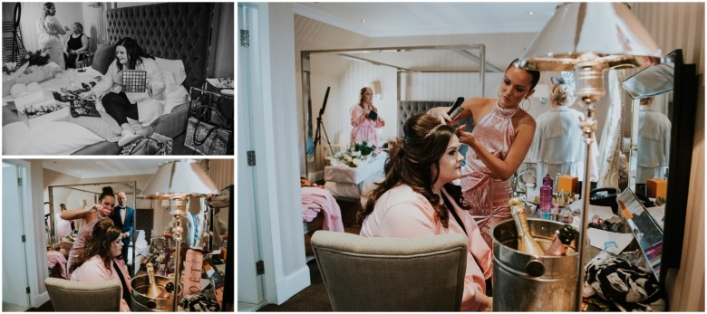 bridal party getting ready