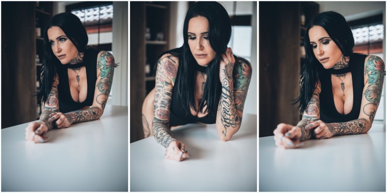 photoshoot for a tattooed female model