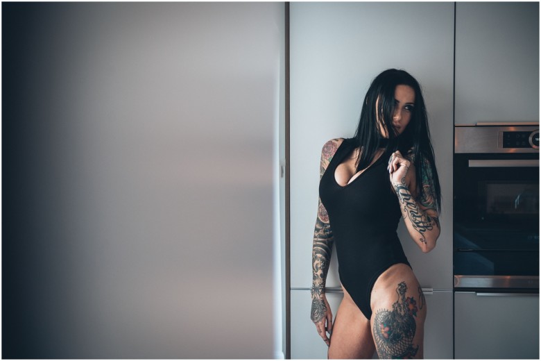 photoshoot for a tattooed female model