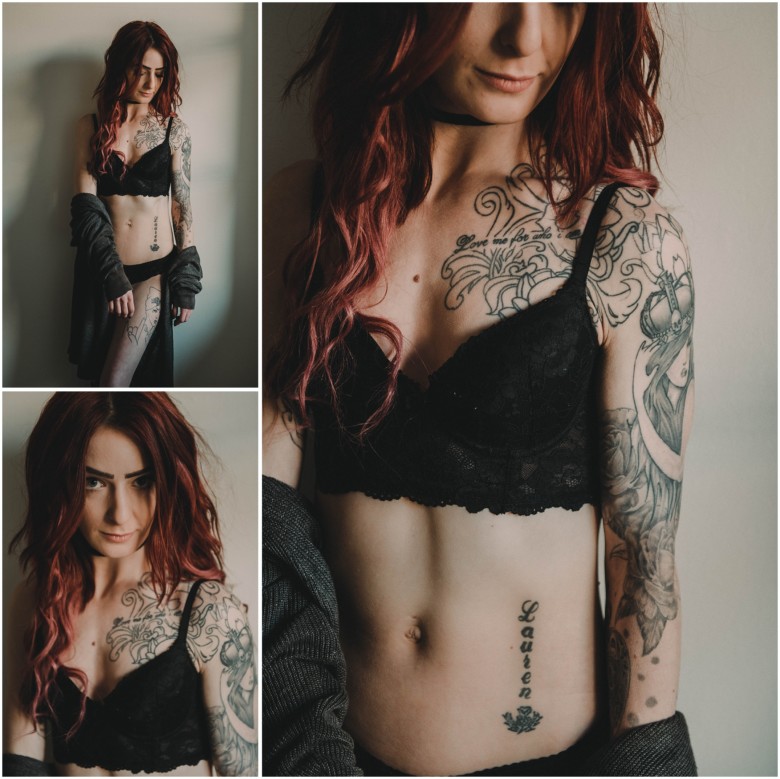 photoshoot for a tattooed female model