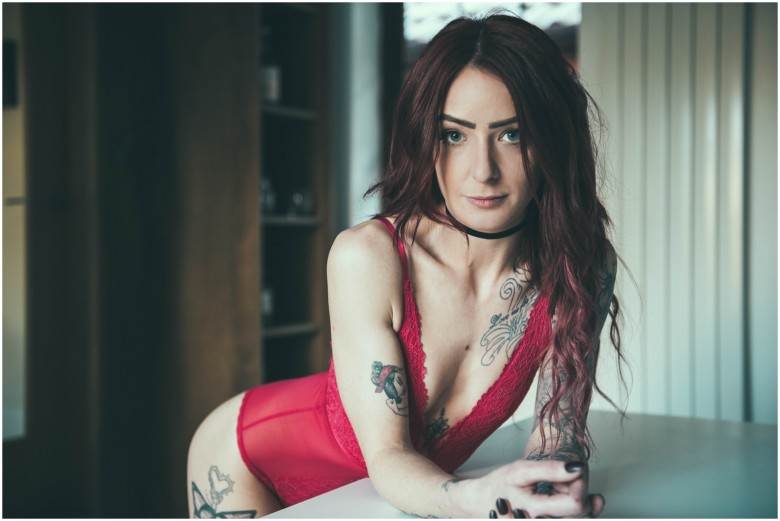 photoshoot for a tattooed female model