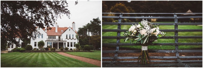 wedding venue and bridal flowers