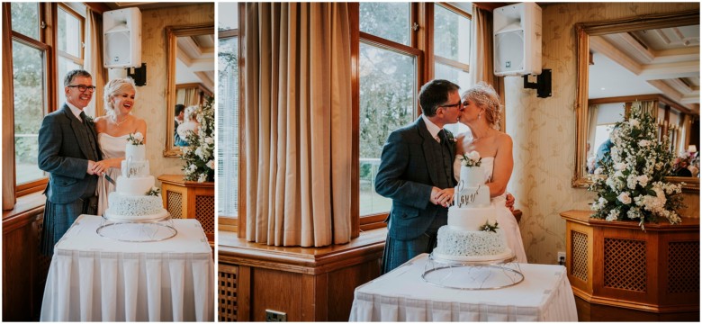 bride and groom cutting the cake