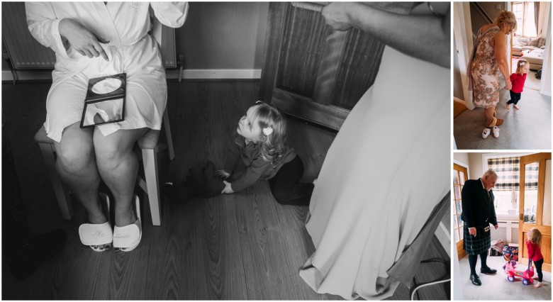 bride and her bridesmaids getting ready for the wedding