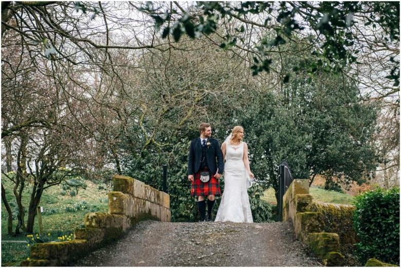 bride and groom in a scottish castle