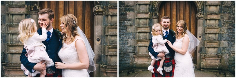 bride and groom in a scottish castle