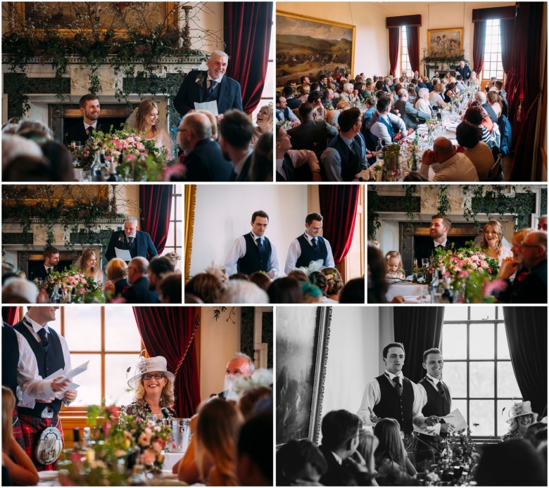 bride and groom in a scottish castle