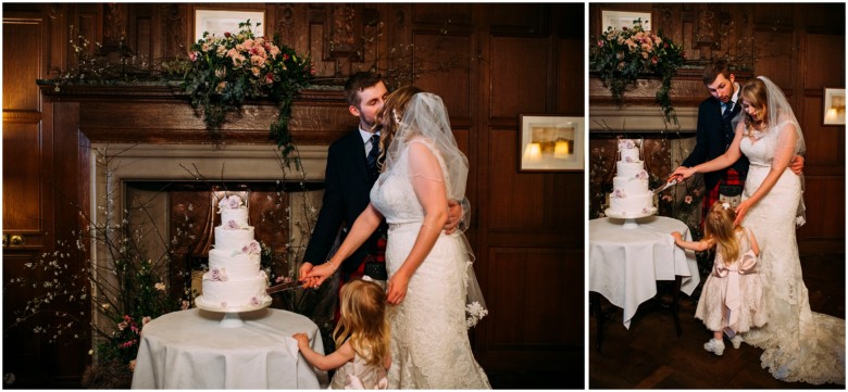 bride and groom in a scottish castle