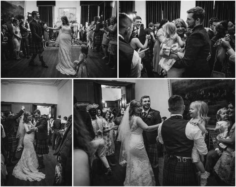 bride and groom in a scottish castle