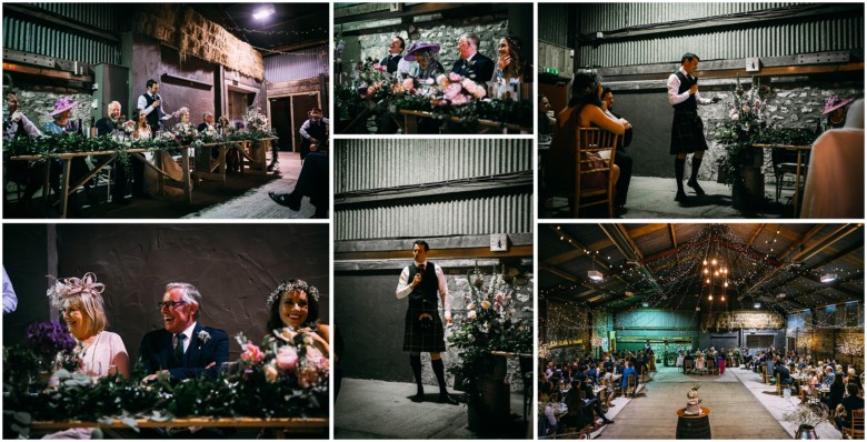 wedding breakfast details in a rustic barn