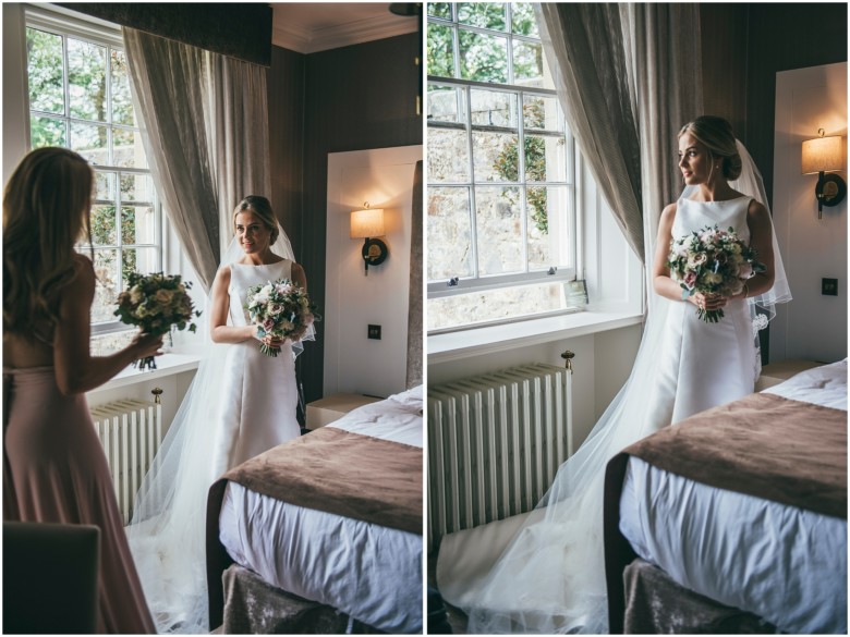 bride and her bridesmaids getting ready for the wedding