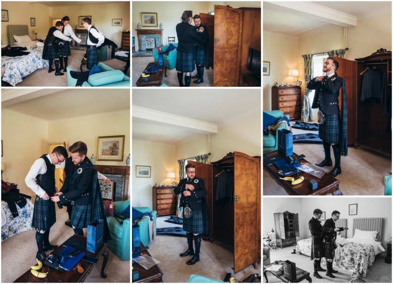 groom and his groomsmen getting ready for the wedding