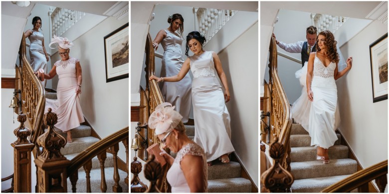 bride and her bridesmaids getting ready for the wedding