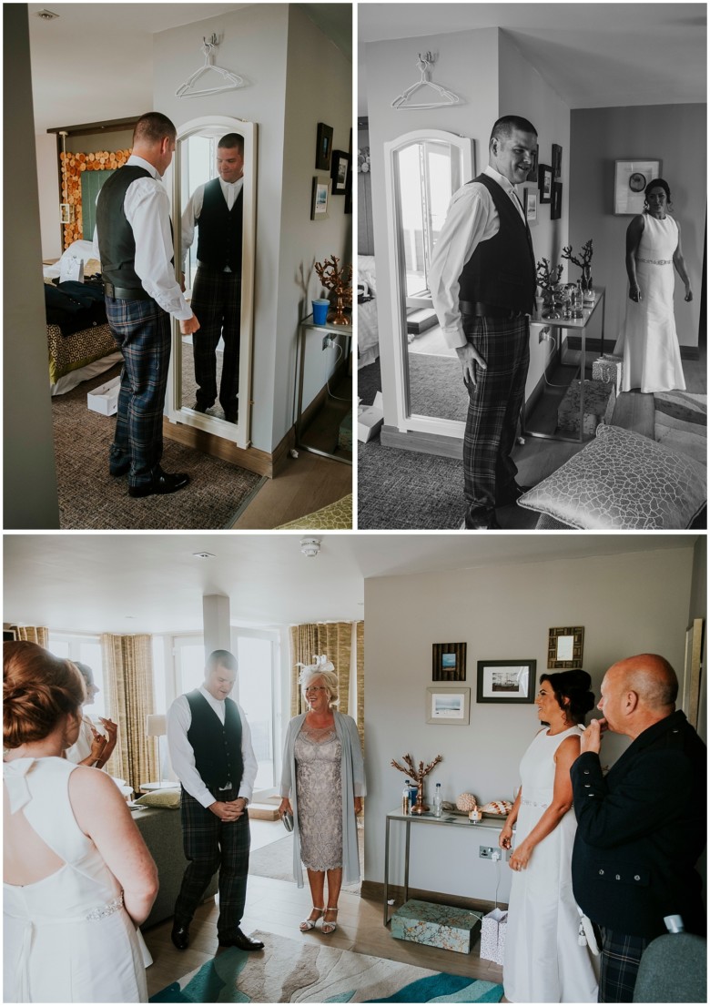 Two guys and their bridesmaids getting ready for their same sex wedding