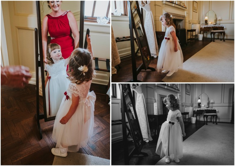 bride and bridesmaids getting ready