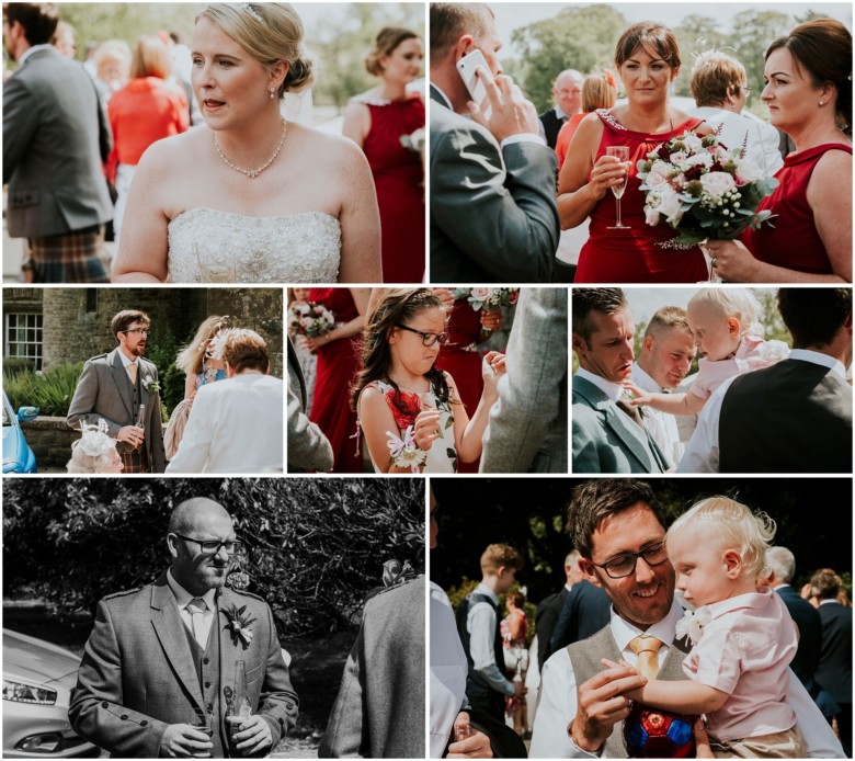 wedding guests at champagne reception