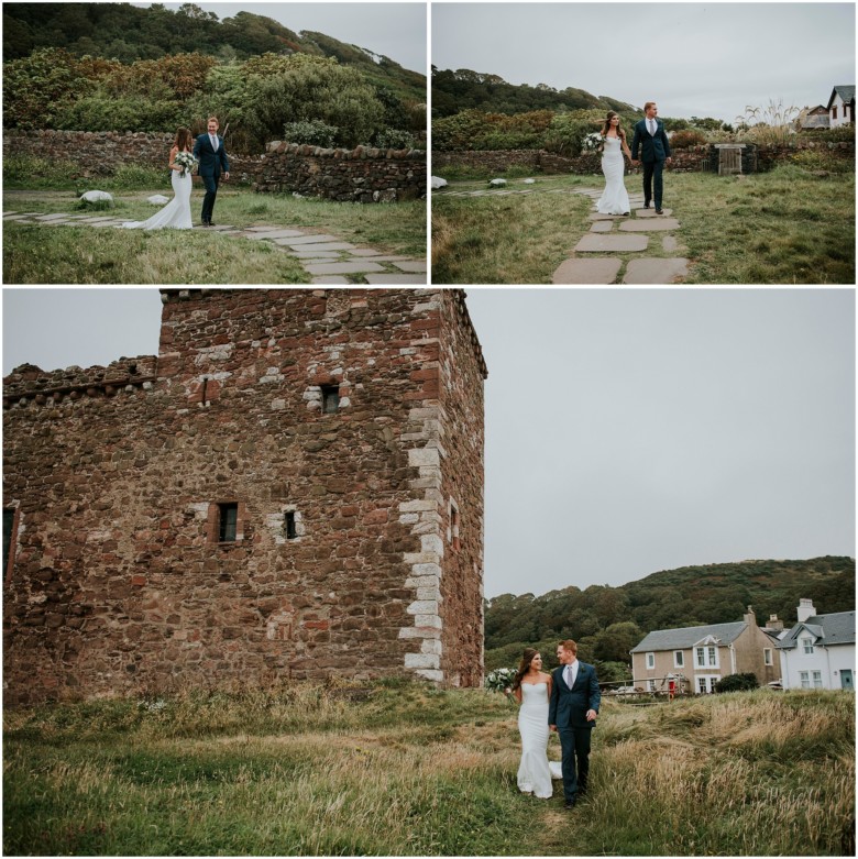 bride and groom photographed at a scottish castle