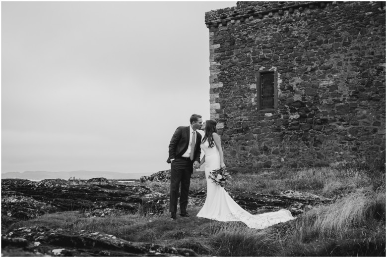 bride and groom photographed at a scottish castle