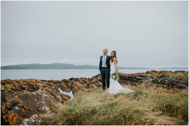 bride and groom photographed at a scottish castle