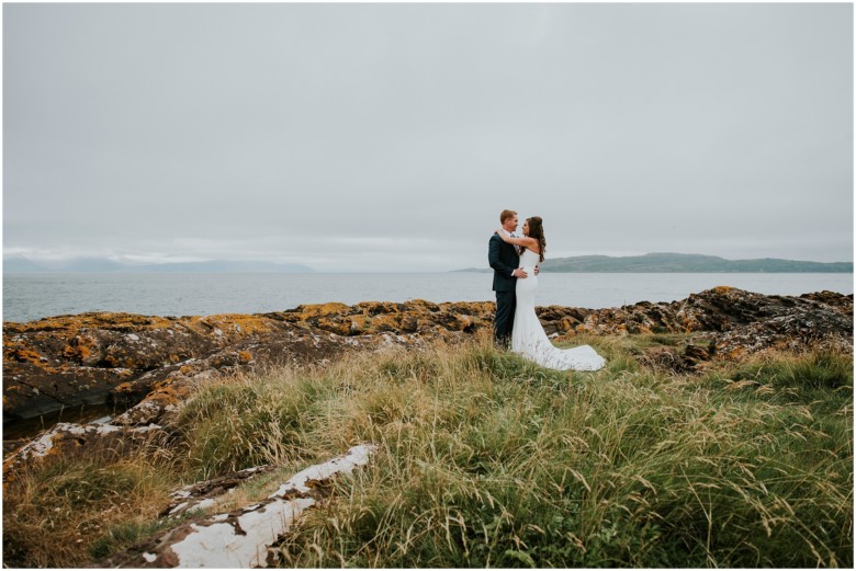 bride and groom photographed at a scottish castle