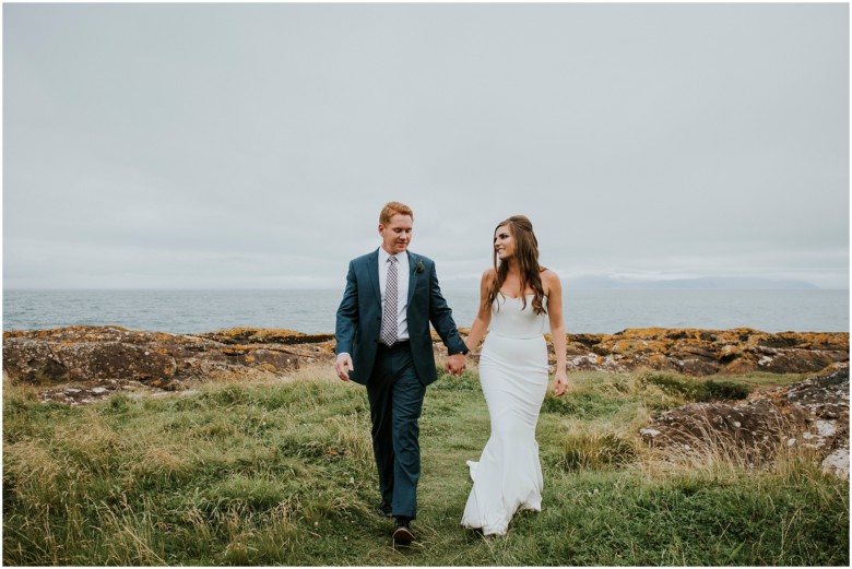 bride and groom photographed at a scottish castle