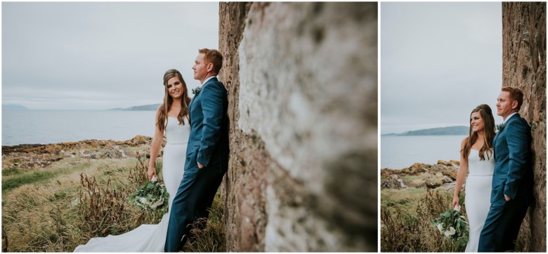 bride and groom photographed at a scottish castle