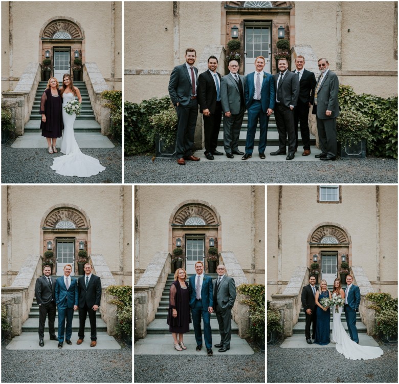 wedding guests at a scottish country estate