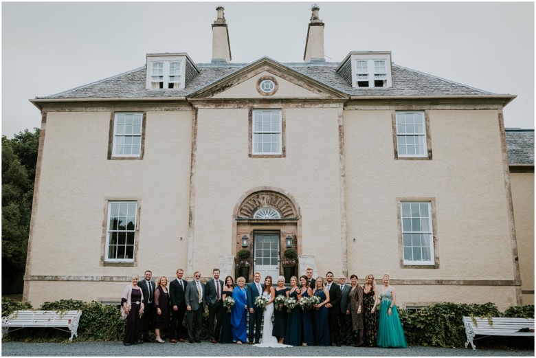 wedding guests at a scottish country estate