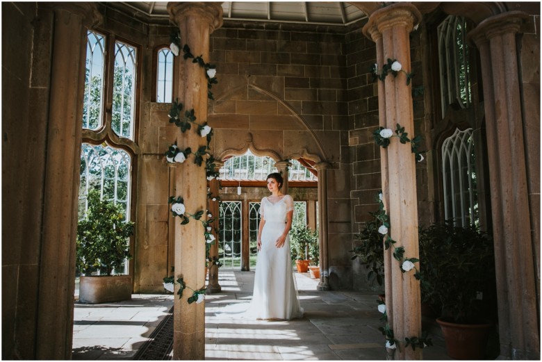 models wearing beautiful wedding gowns